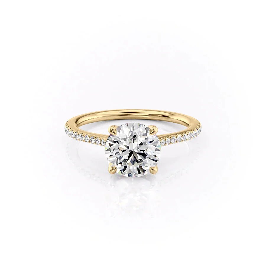 The Pave Madison Set  With A 5 Carat Round 18K Yellow Gold Moissanite