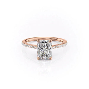 The Pave Madison Set  With A 1.5 Carat Radiant 14K Rose Gold Moissanite