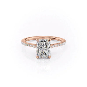 The Pave Madison Set With A 1 Carat Radiant 14K Rose Gold Lab Diamond