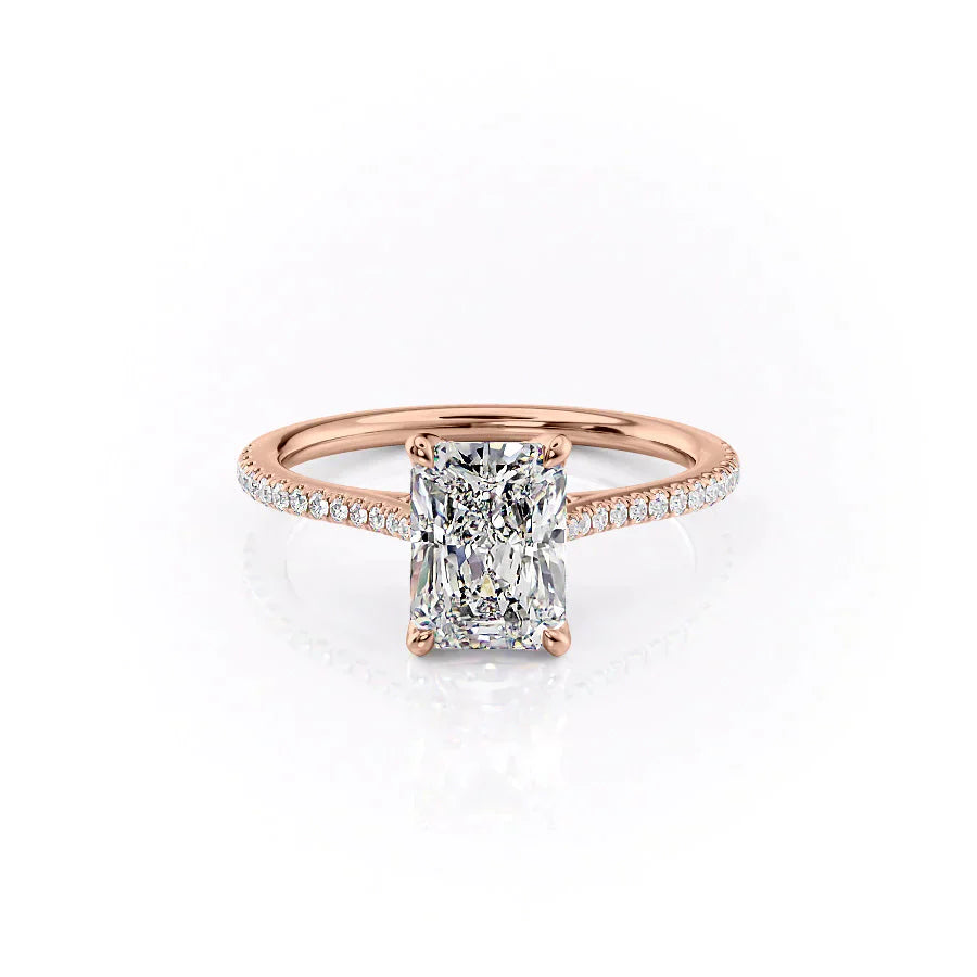 The Madison Set With A 1 Carat Radiant 14K Rose Gold Lab Diamond