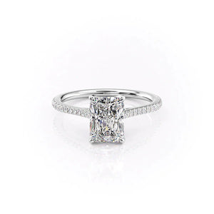 The Pave Madison Set With A 3 Carat Radiant 18K White Gold Lab Diamond