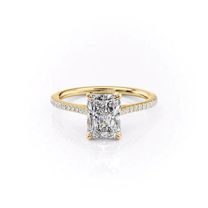 The Pave Madison Set With A 3 Carat Radiant 18K Yellow Gold Lab Diamond