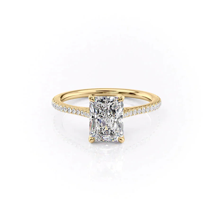 The Madison Set With A 2.5 Carat Radiant 14K Yellow Gold Lab Diamond