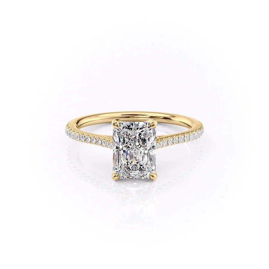 The Pave Madison Set  With A 2 Carat Radiant 18K Yellow Gold Moissanite