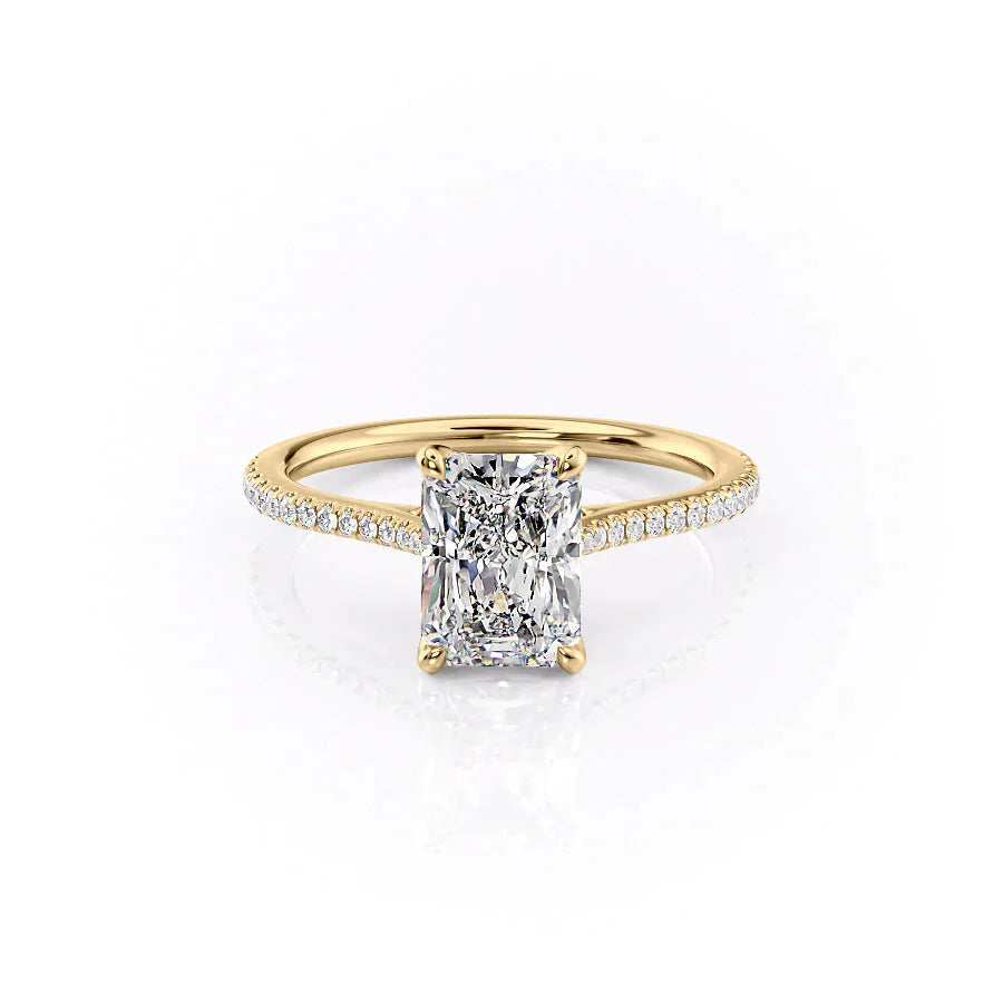 The Pave Madison Set With A 2 Carat Radiant 18K Yellow Gold Lab Diamond