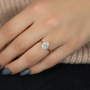 The Solitaire Petal Kamellie Set   With A 4.5 Carat Oval 14K Rose Gold Moissanite