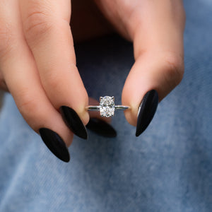 The Solitaire Petal Kamellie Set   With A 4.5 Carat Oval 14K White Gold Moissanite