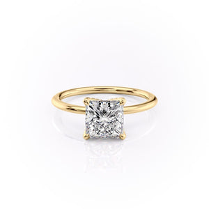 The Pave Petal Kamellie Set With A 1.5 Carat Princess 18K Yellow Gold Lab Diamond