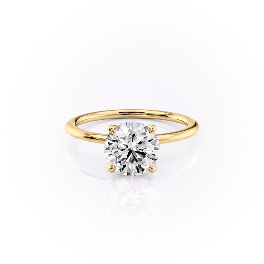 The Pave Petal Kamellie Set With A 1.5 Carat Round 14K Yellow Gold Lab Diamond