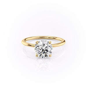 The Pave Petal Kamellie Set With A 1.5 Carat Round 14K Yellow Gold Lab Diamond