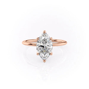 The Solitaire Petal Kamellie Set   With A 1 Carat Marquise 14K Rose Gold Moissanite