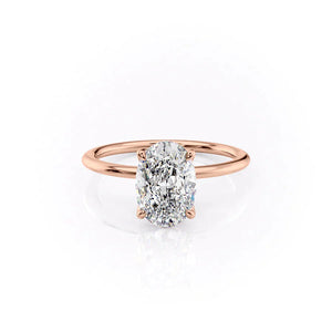 The Solitaire Petal Kamellie Set   With A 2 Carat Oval 18K Rose Gold Moissanite