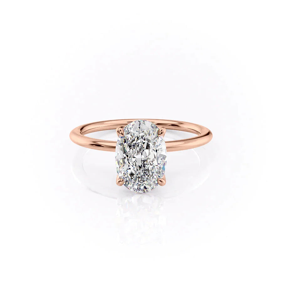 The Solitaire Petal Kamellie Set   With A 5 Carat Oval 14K Rose Gold Moissanite