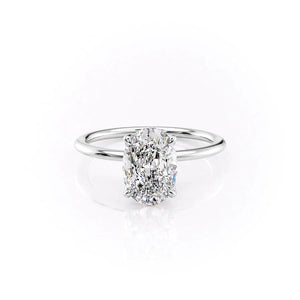 The Solitaire Petal Kamellie Set   With A 2.5 Carat Oval 14K White Gold Moissanite
