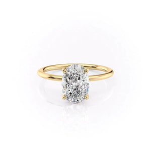 The Solitaire Petal Kamellie Set   With A 4 Carat Oval 14K Yellow Gold Moissanite