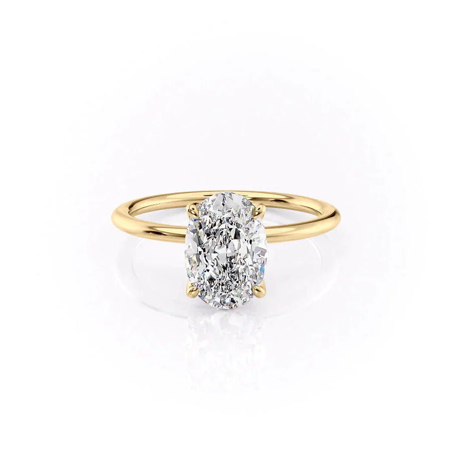 The Solitaire Petal Kamellie Set   With A 1 Carat Oval 18K Yellow Gold Moissanite