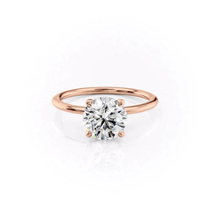 The Solitaire Petal Kamellie Set   With A 4.5 Carat Round 14K Rose Gold Moissanite