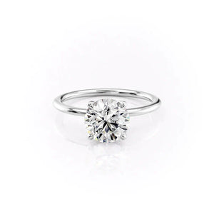 The Solitaire Petal Kamellie Set   With A 3.5 Carat Pear 18K White Gold Moissanite