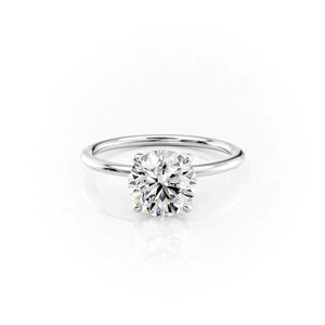 The Solitaire Petal Kamellie Set   With A 1.5 Carat Round 14K White Gold Moissanite