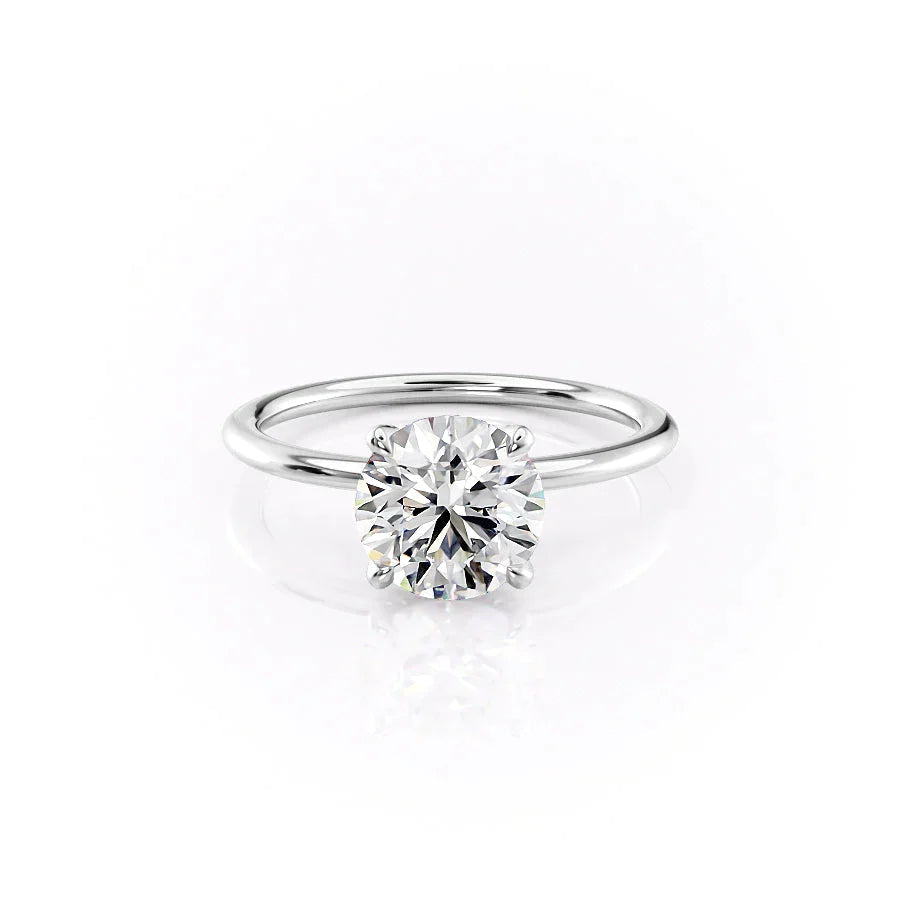 The Solitaire Petal Kamellie Set   With A 2 Carat Round 18K White Gold Moissanite
