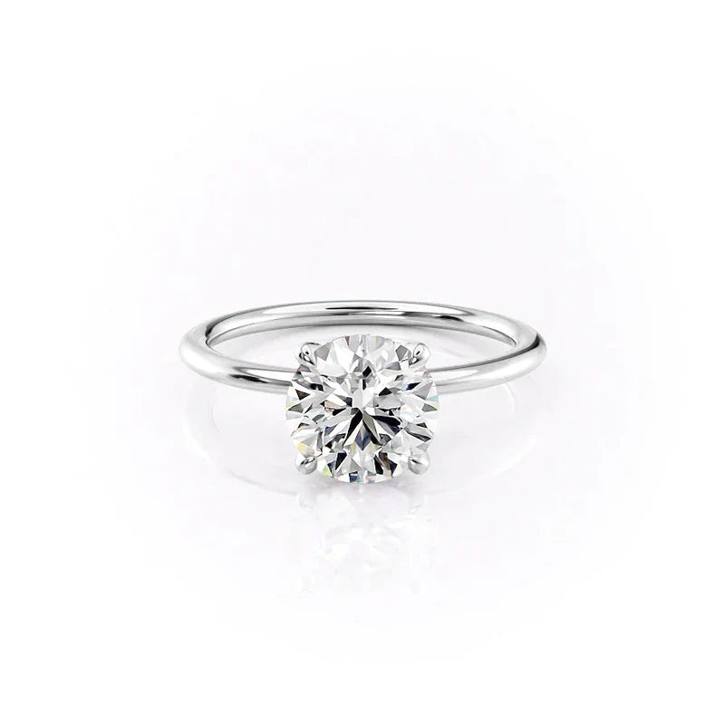 The Solitaire Petal Kamellie Set   With A 5 Carat Round 14K White Gold Moissanite