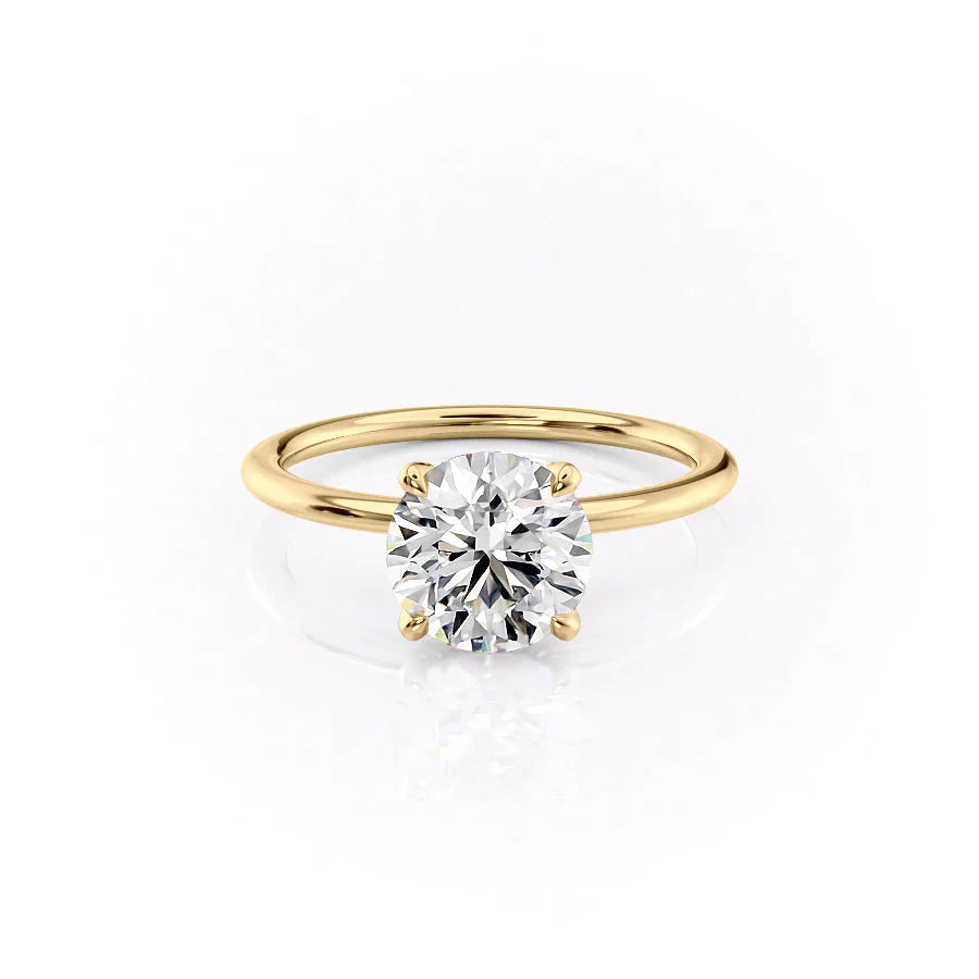 The Solitaire Petal Kamellie Set   With A 1 Carat Round 18K Yellow Gold Moissanite