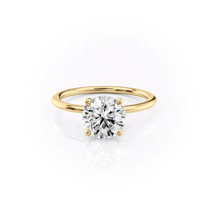The Solitaire Petal Kamellie Set   With A 1.5 Carat Round 14K Yellow Gold Moissanite