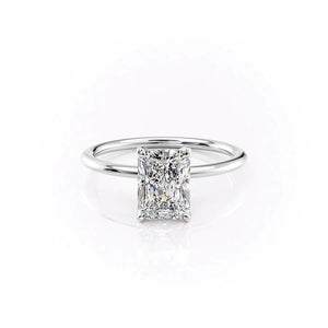 The Solitaire Petal Kamellie Set   With A 2.5 Carat Radiant 14K White Gold Moissanite