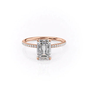The Petal Kamellie Set With A 1.5 Carat Emerald 14K Rose Gold Lab Diamond