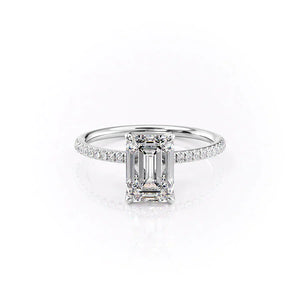 The Petal Kamellie Set With A 3 Carat Emerald 14K White Gold Lab Diamond