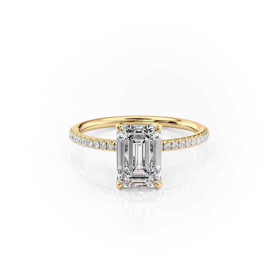The Petal Kamellie Set With A 1 Carat Emerald 18K Yellow Gold Lab Diamond