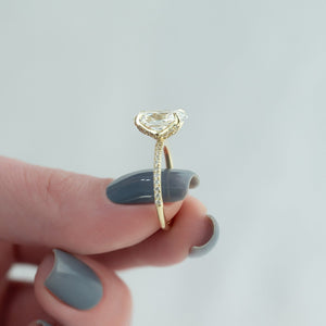 The Pave Petal Kamellie Set  With A 5 Carat Oval 18K Yellow Gold Moissanite