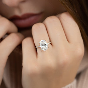 The Pave Petal Kamellie Set  With A 3 Carat Oval 18K Yellow Gold Moissanite