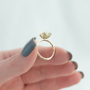 The Pave Petal Kamellie Set  With A 3.5 Carat Oval 14K Yellow Gold Moissanite