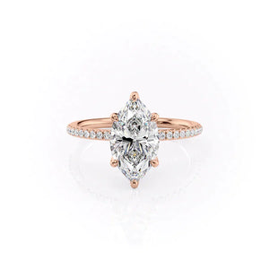 The Petal Kamellie Set With A 2 Carat Marquise 14K Rose Gold Lab Diamond