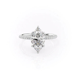 The Petal Kamellie Set With A 2.5 Carat Marquise 18K White Gold Lab Diamond