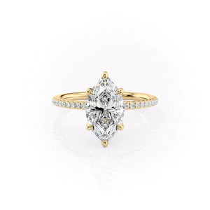 The Pave Petal Kamellie Set With A 1 Carat Marquise 18K Yellow Gold Lab Diamond