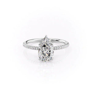 The Petal Kamellie Set With A 3 Carat Pear 18K White Gold Lab Diamond