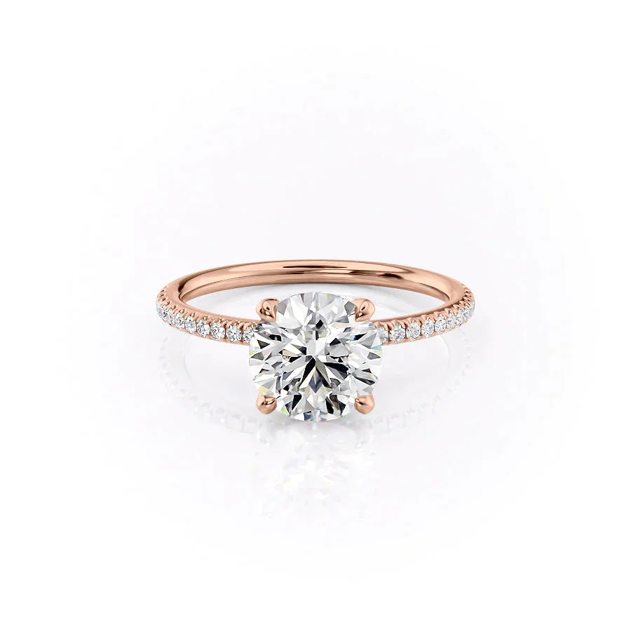 The Petal Kamellie Set With A 2.5 Carat Round 14K Rose Gold Lab Diamond