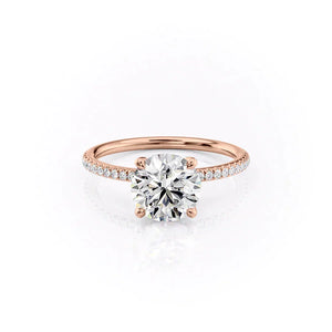 The Petal Kamellie Set With A 1 Carat Round 14K Rose Gold Lab Diamond