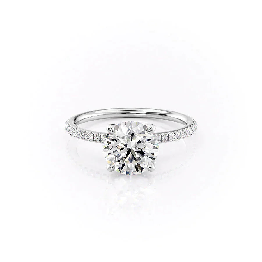 The Petal Kamellie Set With A 1 Carat Round 14K White Gold Lab Diamond