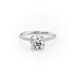 The Pave Petal Kamellie Set  With A 3.5 Carat Oval 18K White Gold Moissanite