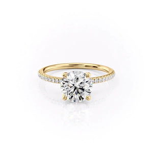 The Petal Kamellie Set With A 1 Carat Round 18K Yellow Gold Lab Diamond