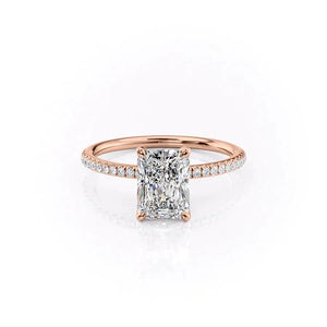 The Pave Petal Kamellie Set With A 2.5 Carat Radiant 14K Rose Gold Lab Diamond