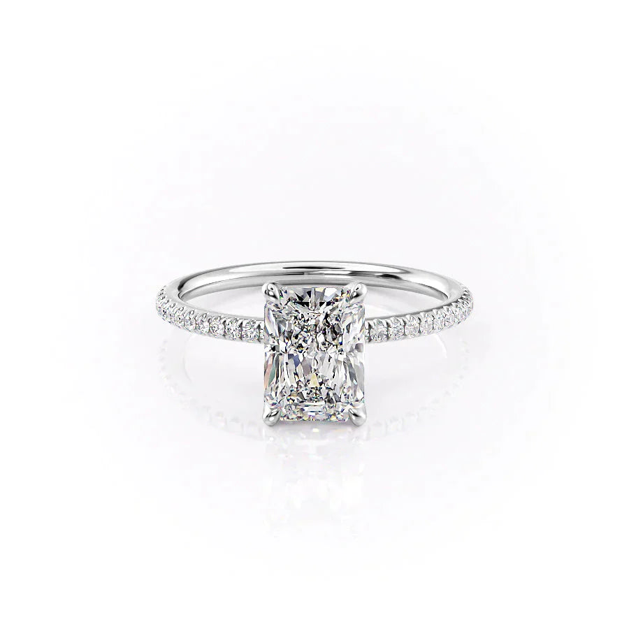 The Petal Kamellie Set With A 1 Carat Radiant 14K White Gold Lab Diamond