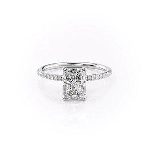 The Petal Kamellie Set With A 1.5 Carat Radiant 18K White Gold Lab Diamond