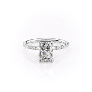 The Pave Petal Kamellie Set  With A 2.5 Carat Radiant 18K White Gold Moissanite