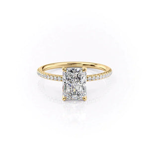 The Petal Kamellie Set With A 1.5 Carat Radiant 14K Yellow Gold Lab Diamond