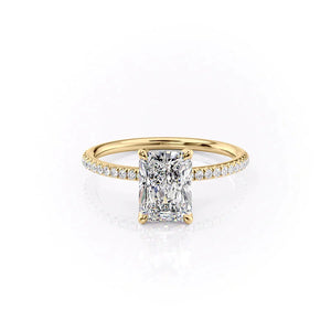 The Pave Petal Kamellie Set With A 1 Carat Radiant 18K Yellow Gold Lab Diamond