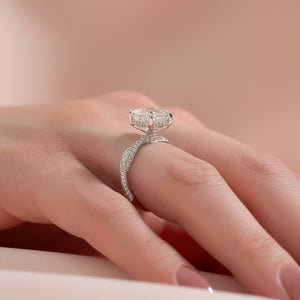 The Caroline Set  With A 1 Carat Cushion 14K White Gold Moissanite
